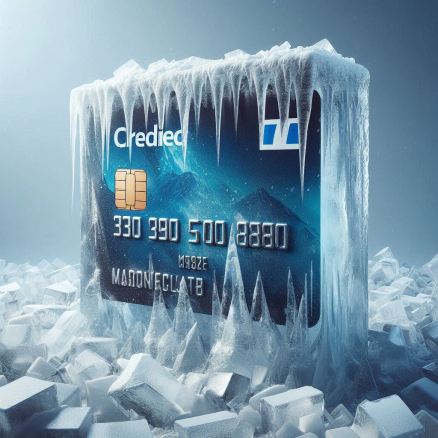 Frozen Credit Card In Block of Ice